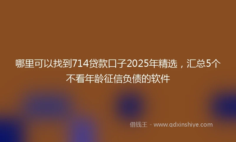 哪里可以找到714贷款口子2025年精选，汇总5个不看年龄征信负债的软件