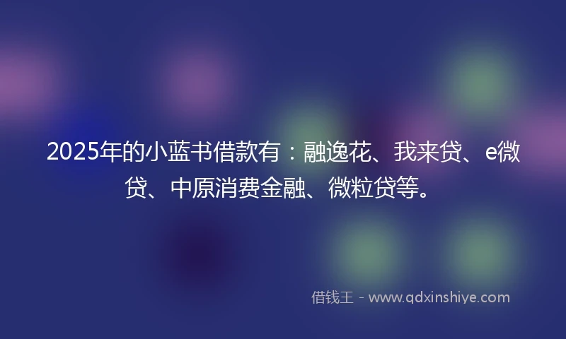 2025年的小蓝书借款有：融逸花、我来贷、e微贷、中原消费金融、微粒贷等。
