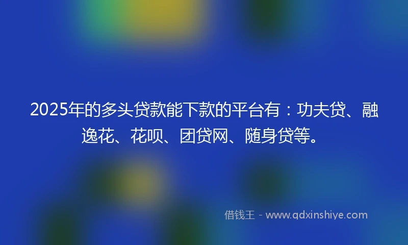 2025年的多头贷款能下款的平台有：功夫贷、融逸花、花呗、团贷网、随身贷等。