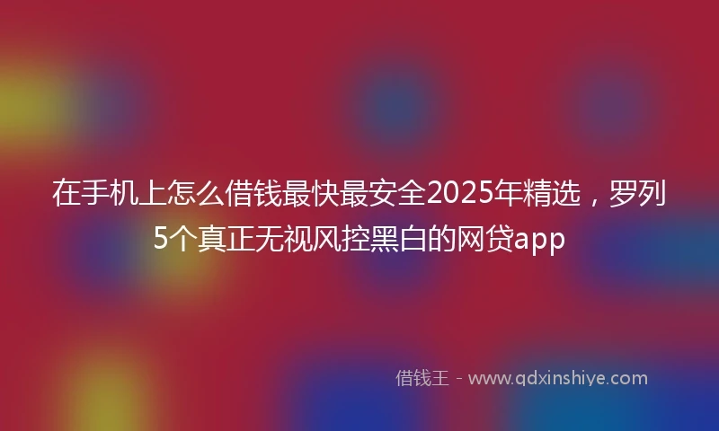 在手机上怎么借钱最快最安全2025年精选，罗列5个真正无视风控黑白的网贷app