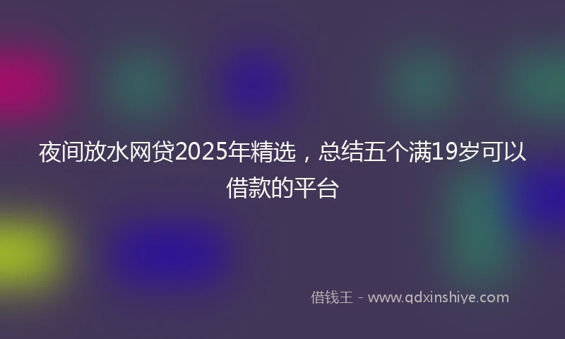 夜间放水网贷2025年精选，总结五个满19岁可以借款的平台