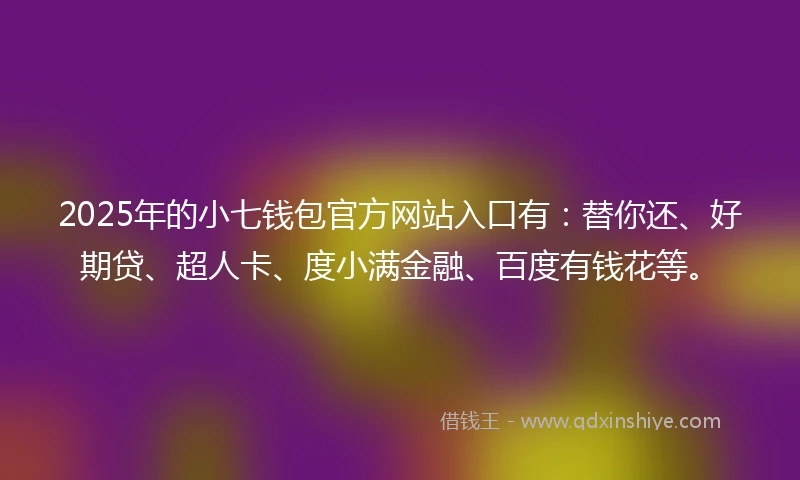 2025年的小七钱包官方网站入口有：替你还、好期贷、超人卡、度小满金融、百度有钱花等。