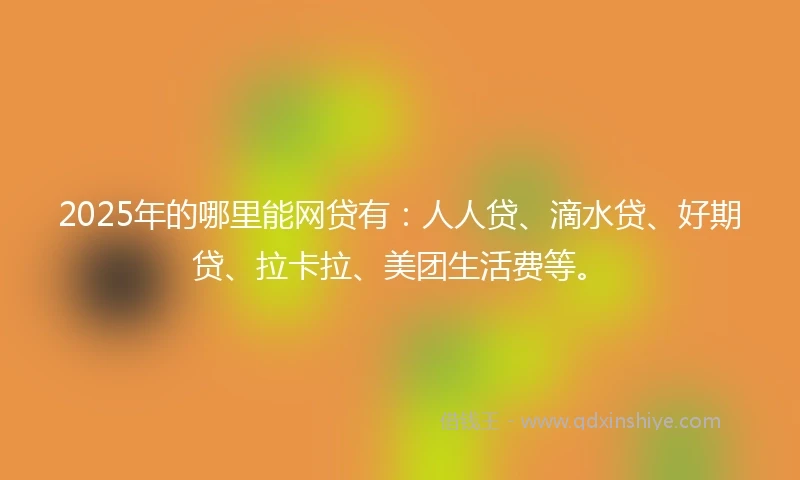 2025年的哪里能网贷有:人人贷、滴水贷、好期贷、拉卡拉、美团生活费等。