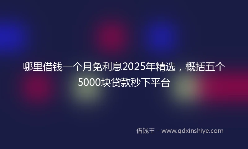 哪里借钱一个月免利息2025年精选，概括五个5000块贷款秒下平台