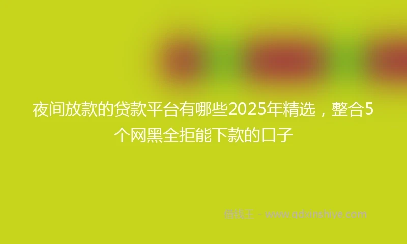 夜间放款的贷款平台有哪些2025年精选，整合5个网黑全拒能下款的口子