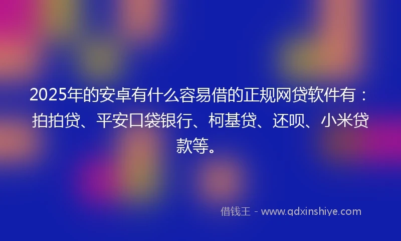 2025年的安卓有什么容易借的正规网贷软件有：拍拍贷、平安口袋银行、柯基贷、还呗、小米贷款等。