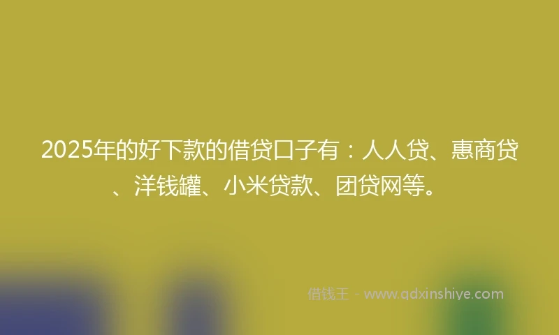 2025年的好下款的借贷口子有：人人贷、惠商贷、洋钱罐、小米贷款、团贷网等。