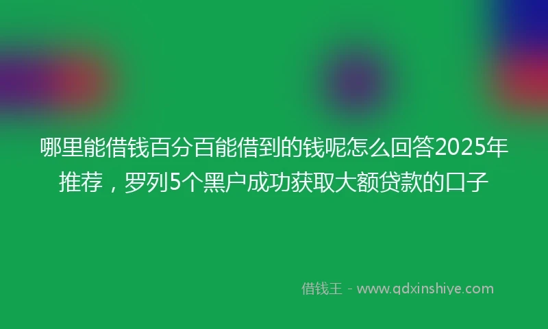 哪里能借钱百分百能借到的钱呢怎么回答2025年推荐,罗列5个黑户成功获取大额贷款的口子