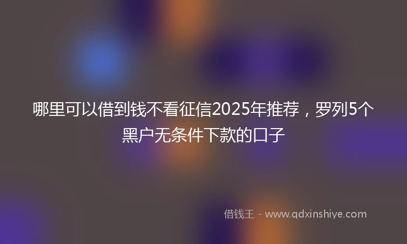 哪里可以借到钱不看征信2025年推荐，罗列5个黑户无条件下款的口子