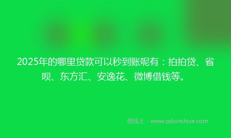 2025年的哪里贷款可以秒到账呢有：拍拍贷、省呗、东方汇、安逸花、微博借钱等。