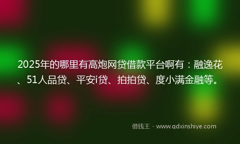 2025年的哪里有高炮网贷借款平台啊有:融逸花、51人品贷、平安i贷、拍拍贷、度小满金融等。