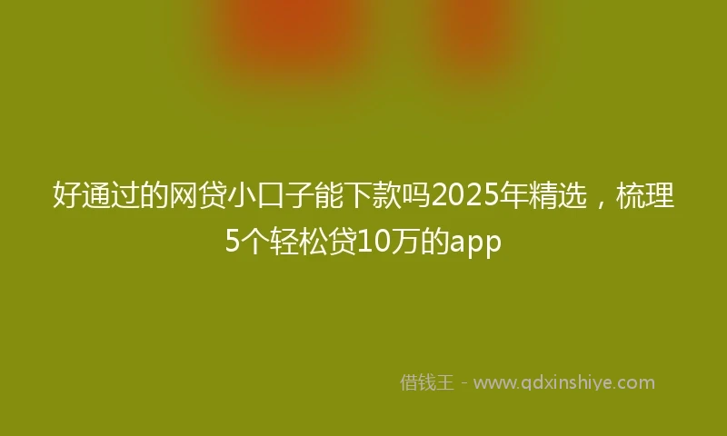 好通过的网贷小口子能下款吗2025年精选,梳理5个轻松贷10万的app