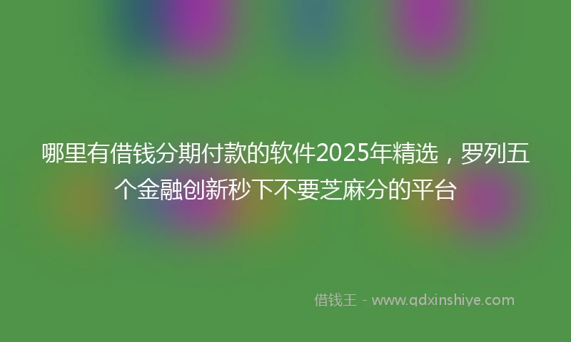 哪里有借钱分期付款的软件2025年精选，罗列五个金融创新秒下不要芝麻分的平台