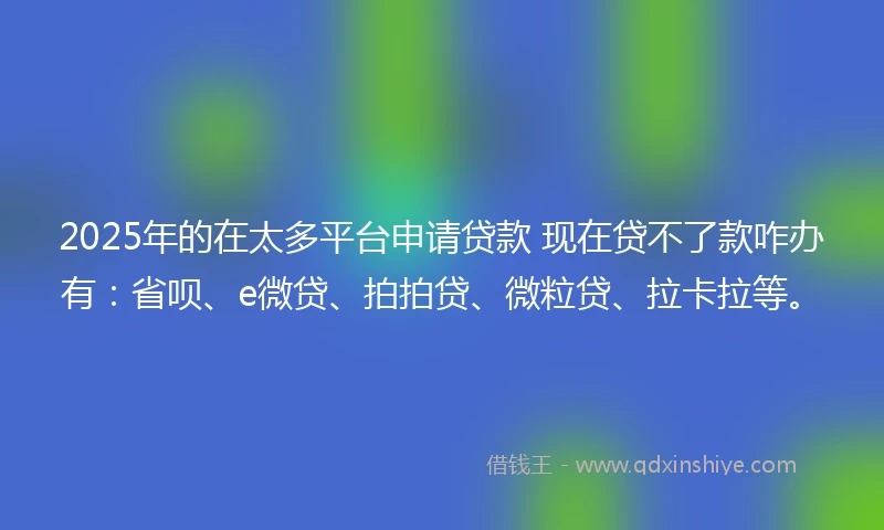 2025年的在太多平台申请贷款 现在贷不了款咋办有：省呗、e微贷、拍拍贷、微粒贷、拉卡拉等。