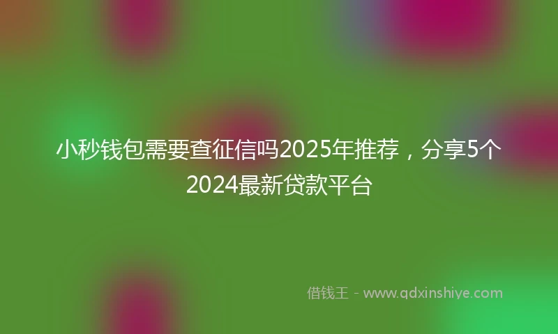 小秒钱包需要查征信吗2025年推荐，分享5个2024最新贷款平台