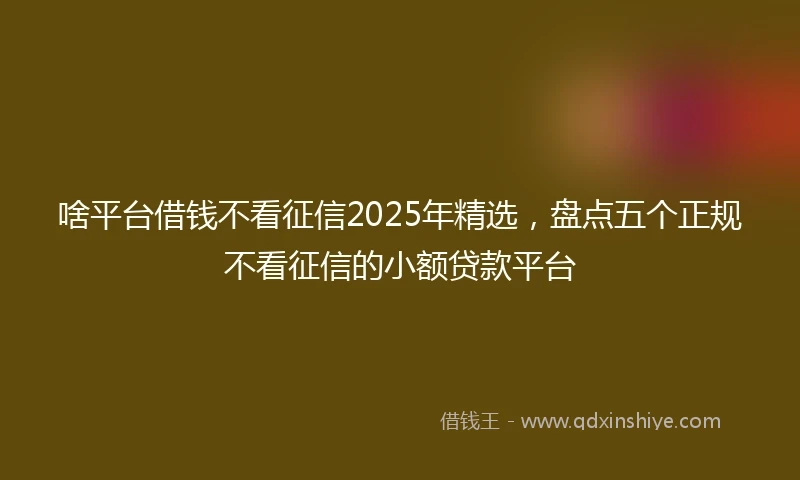 啥平台借钱不看征信2025年精选，盘点五个正规不看征信的小额贷款平台