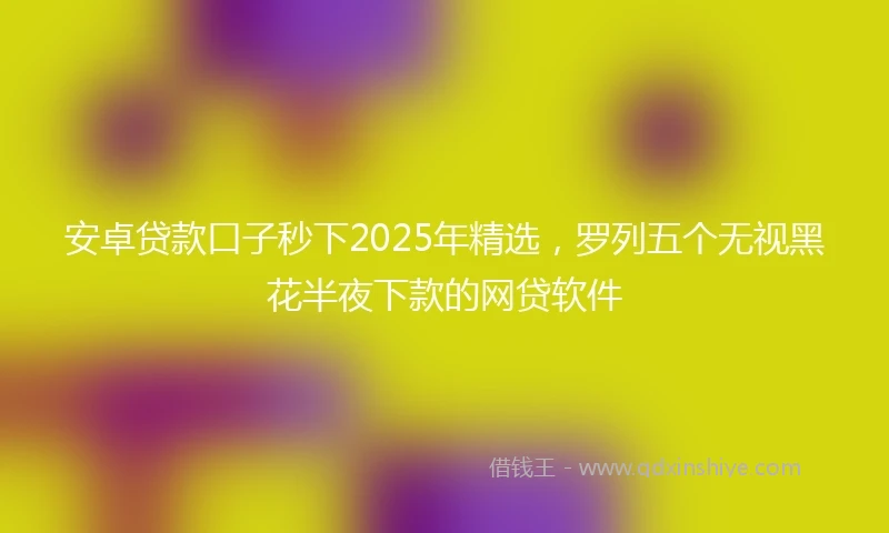 安卓贷款口子秒下2025年精选，罗列五个无视黑花半夜下款的网贷软件
