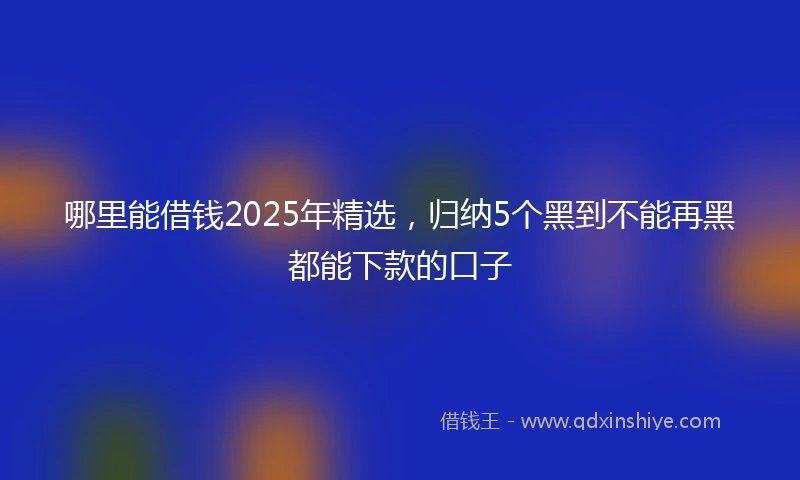 哪里能借钱2025年精选，归纳5个黑到不能再黑都能下款的口子