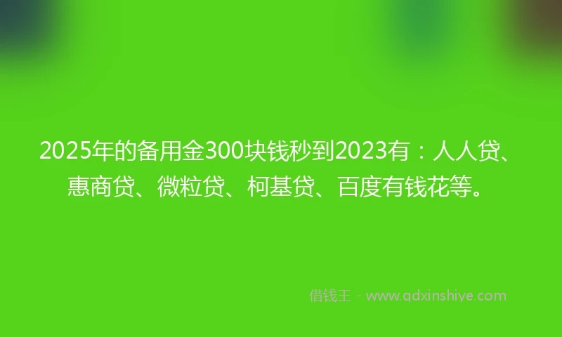 2025年的备用金300块钱秒到2023有：人人贷、惠商贷、微粒贷、柯基贷、百度有钱花等。