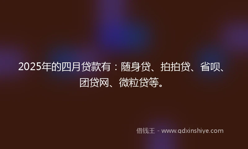 2025年的四月贷款有：随身贷、拍拍贷、省呗、团贷网、微粒贷等。
