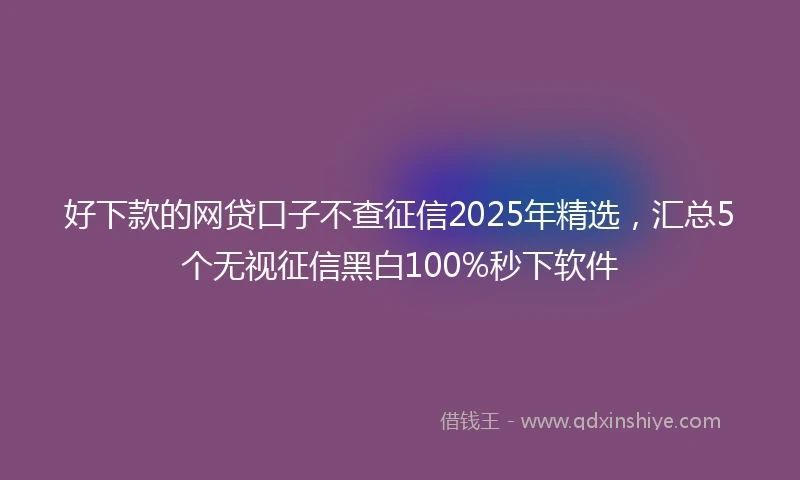 好下款的网贷口子不查征信2025年精选，汇总5个无视征信黑白100%秒下软件