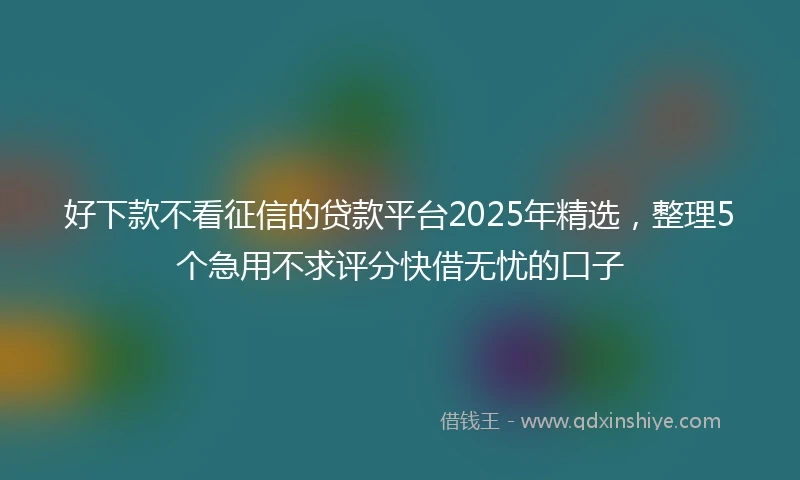 好下款不看征信的贷款平台2025年精选，整理5个急用不求评分快借无忧的口子