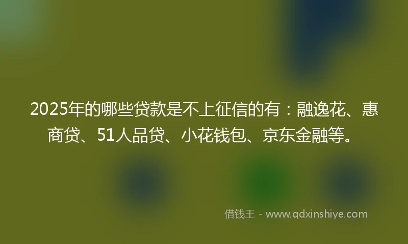 2025年的哪些贷款是不上征信的有：融逸花、惠商贷、51人品贷、小花钱包、京东金融等。