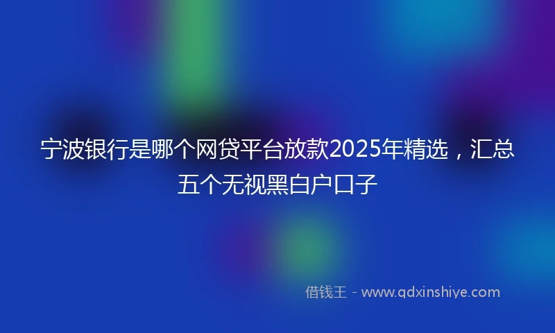 宁波银行是哪个网贷平台放款2025年精选，汇总五个无视黑白户口子