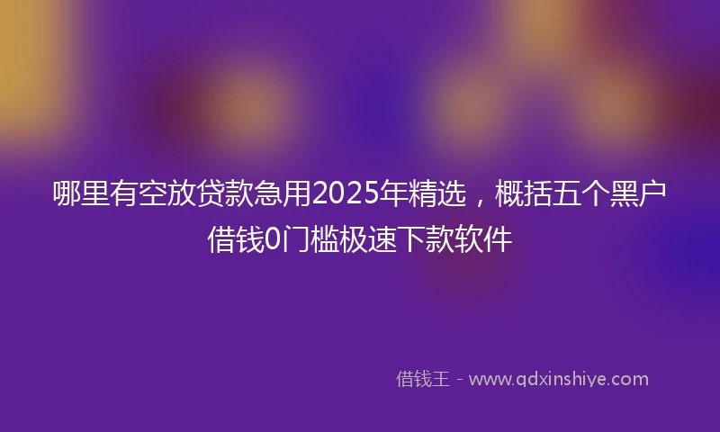哪里有空放贷款急用2025年精选，概括五个黑户借钱0门槛极速下款软件