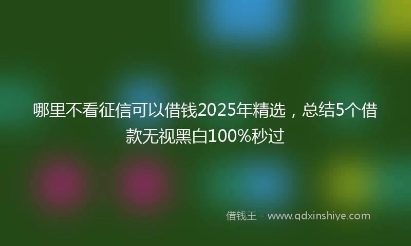 哪里不看征信可以借钱2025年精选，总结5个借款无视黑白100%秒过