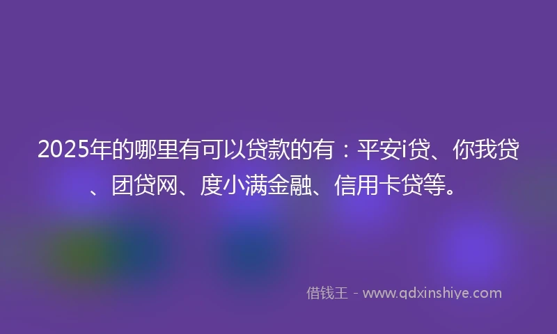 2025年的哪里有可以贷款的有：平安i贷、你我贷、团贷网、度小满金融、信用卡贷等。
