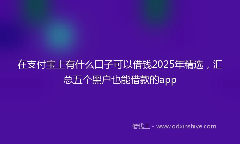 在支付宝上有什么口子可以借钱2025年精选，汇总五个黑户也能借款的app