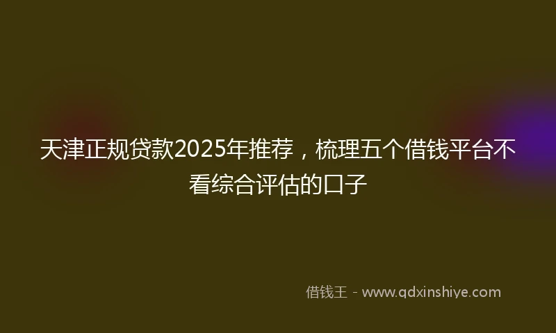 天津正规贷款2025年推荐，梳理五个借钱平台不看综合评估的口子