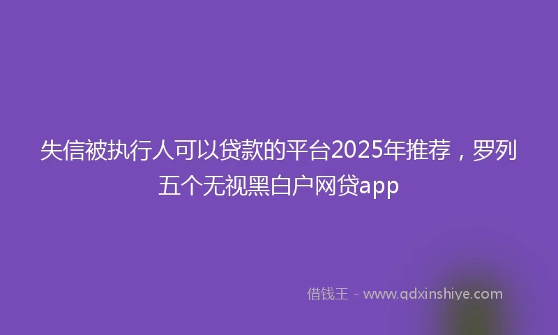失信被执行人可以贷款的平台2025年推荐，罗列五个无视黑白户网贷app