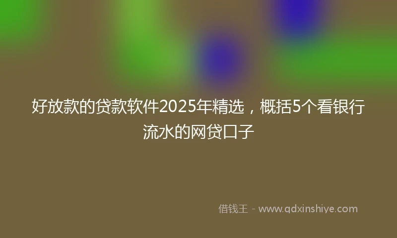 好放款的贷款软件2025年精选，概括5个看银行流水的网贷口子