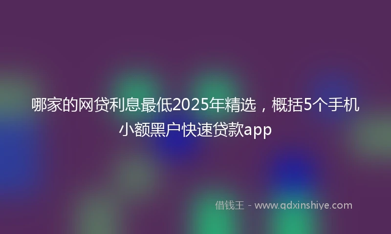 哪家的网贷利息最低2025年精选，概括5个手机小额黑户快速贷款app
