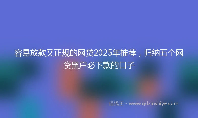 容易放款又正规的网贷2025年推荐，归纳五个网贷黑户必下款的口子