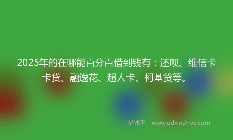 2025年的在哪能百分百借到钱有：还呗、维信卡卡贷、融逸花、超人卡、柯基贷等。