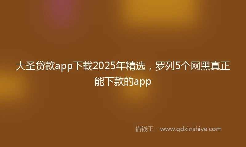大圣贷款app下载2025年精选，罗列5个网黑真正能下款的app
