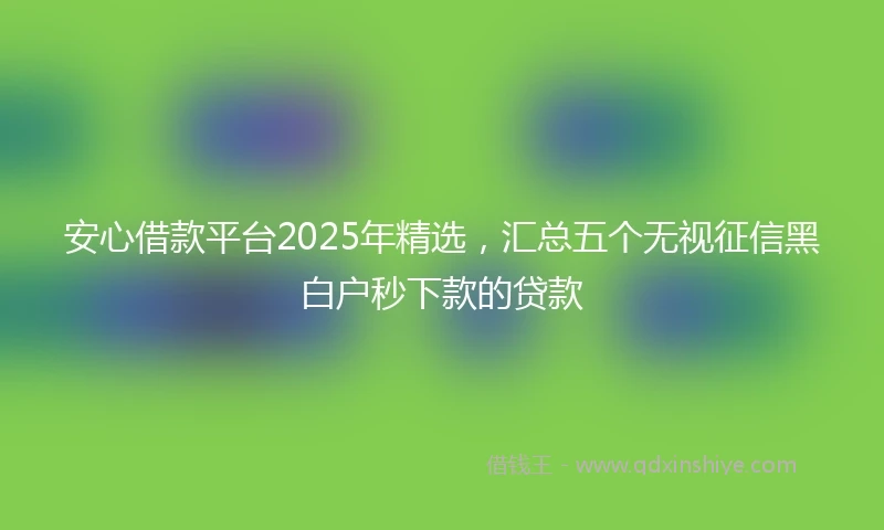 安心借款平台2025年精选，汇总五个无视征信黑白户秒下款的贷款