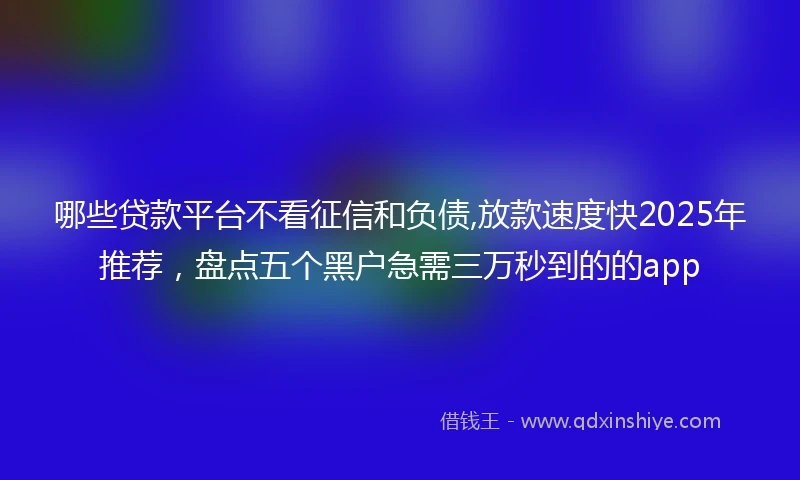 哪些贷款平台不看征信和负债,放款速度快2025年推荐，盘点五个黑户急需三万秒到的的app