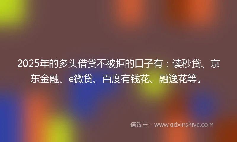 2025年的多头借贷不被拒的口子有：读秒贷、京东金融、e微贷、百度有钱花、融逸花等。