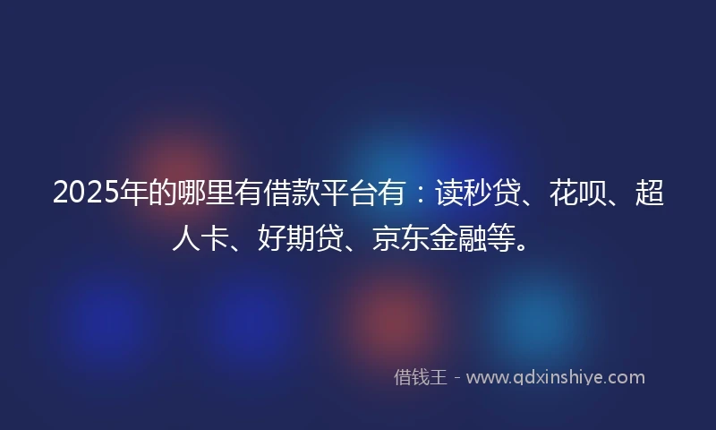 2025年的哪里有借款平台有：读秒贷、花呗、超人卡、好期贷、京东金融等。