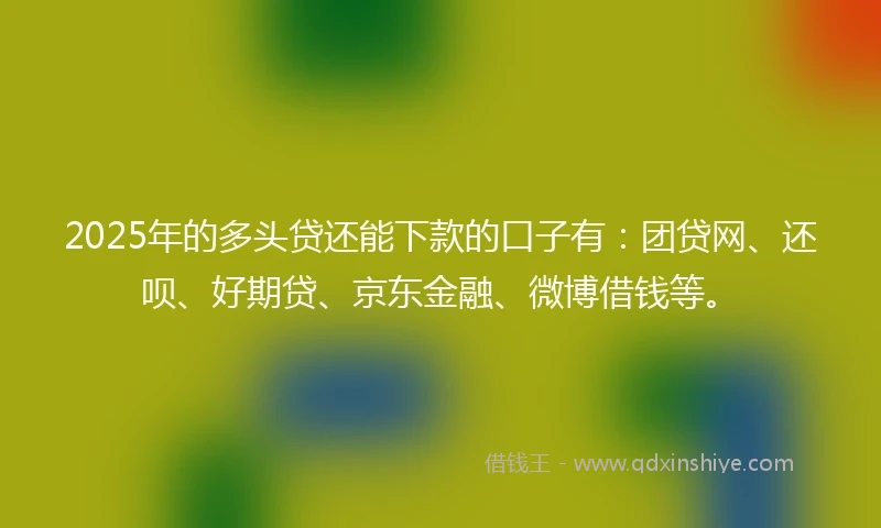 2025年的多头贷还能下款的口子有：团贷网、还呗、好期贷、京东金融、微博借钱等。