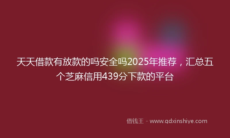 天天借款有放款的吗安全吗2025年推荐，汇总五个芝麻信用439分下款的平台