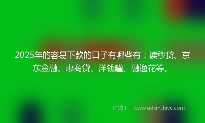 2025年的容易下款的口子有哪些有：读秒贷、京东金融、惠商贷、洋钱罐、融逸花等。