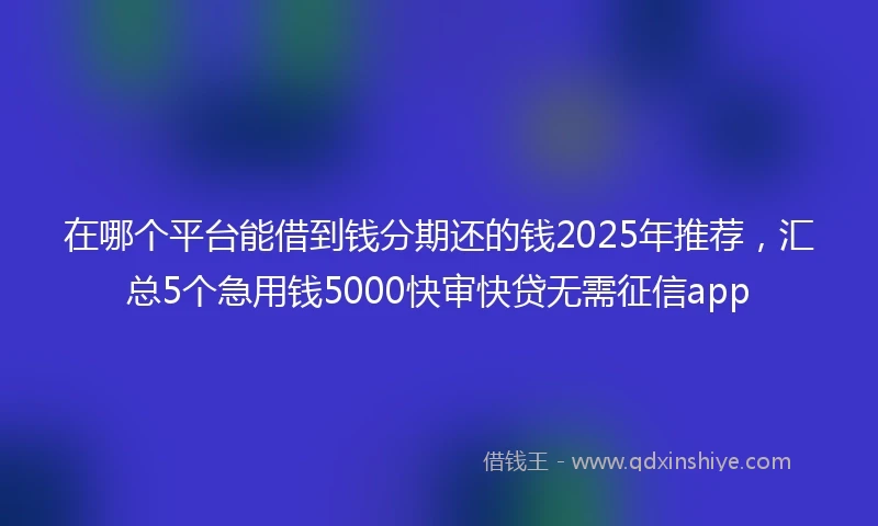 在哪个平台能借到钱分期还的钱2025年推荐，汇总5个急用钱5000快审快贷无需征信app