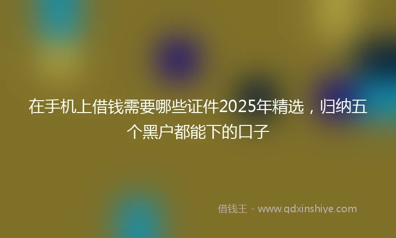在手机上借钱需要哪些证件2025年精选，归纳五个黑户都能下的口子