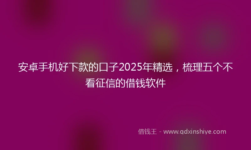 安卓手机好下款的口子2025年精选，梳理五个不看征信的借钱软件
