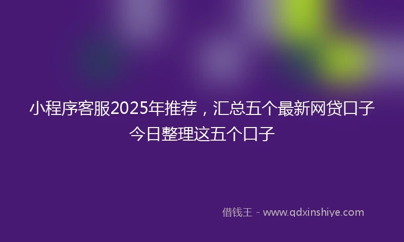小程序客服2025年推荐，汇总五个最新网贷口子今日整理这五个口子